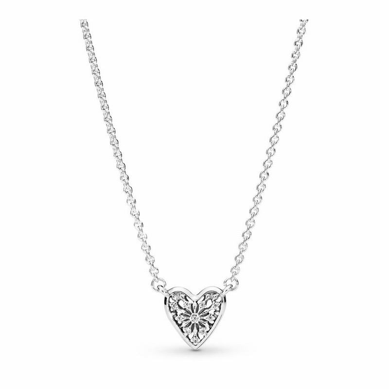 Pandora Heart Of Winter Necklace Ireland - Sterling Silver/Cubic Zirconia - 035694DHS